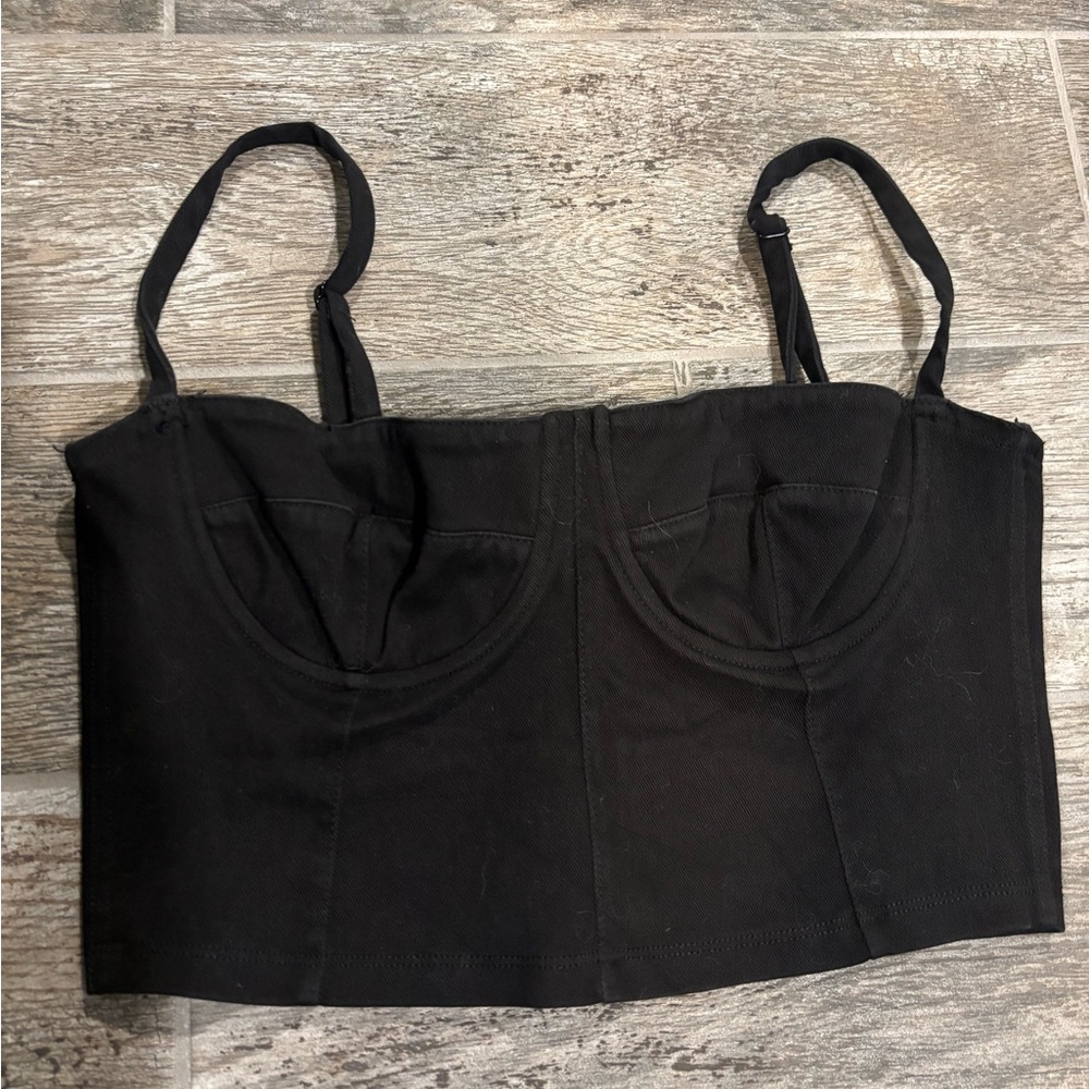 Good American Black Crop Top 100% Cotton